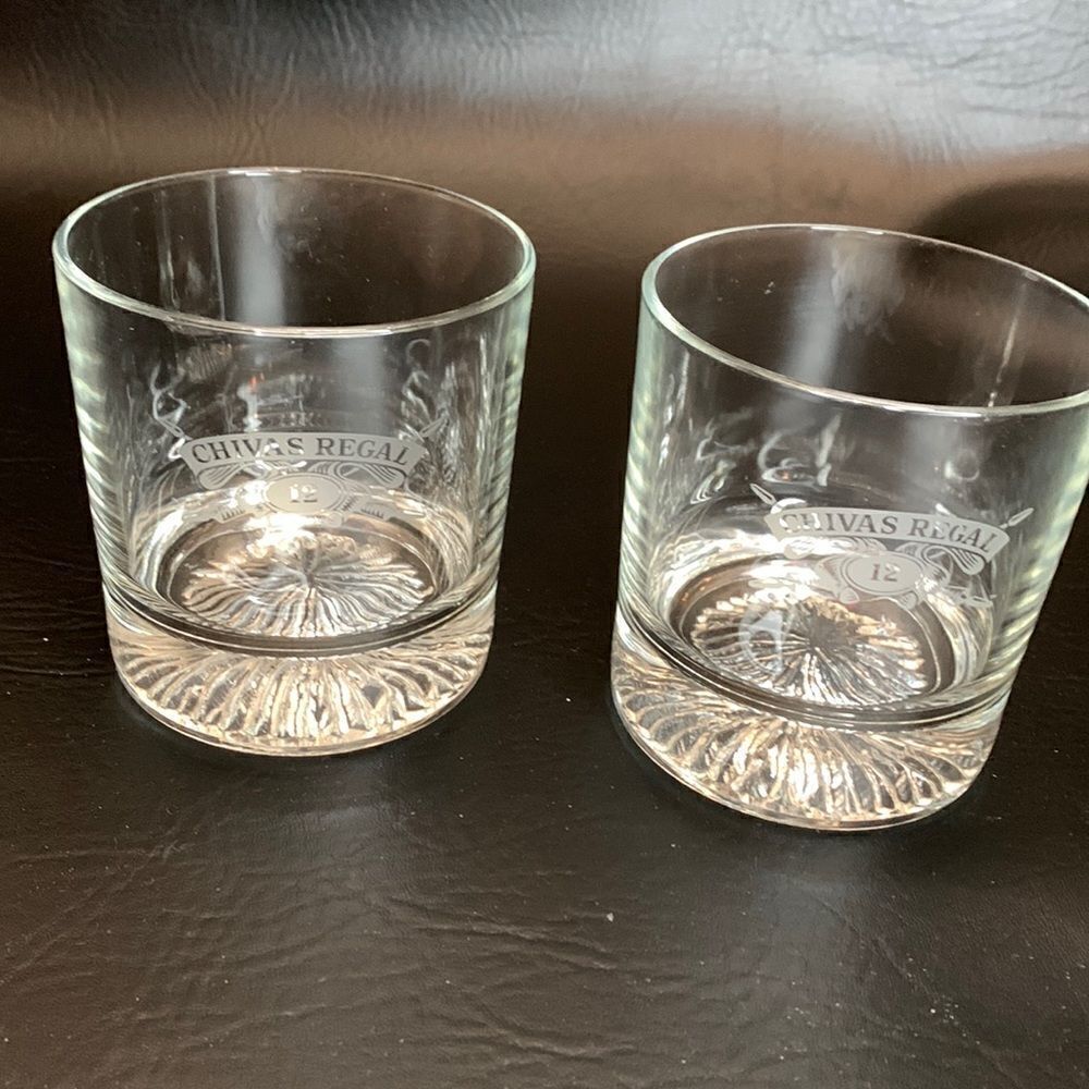 Chivas Regal 12 Etching 10 Ounces Each Scotch Whisky Rocks Bar Cocktail Glass